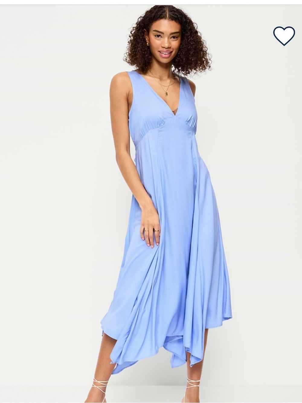 NWT Light Blue V-Neck Flowing Midi Dress with handkerchief hem